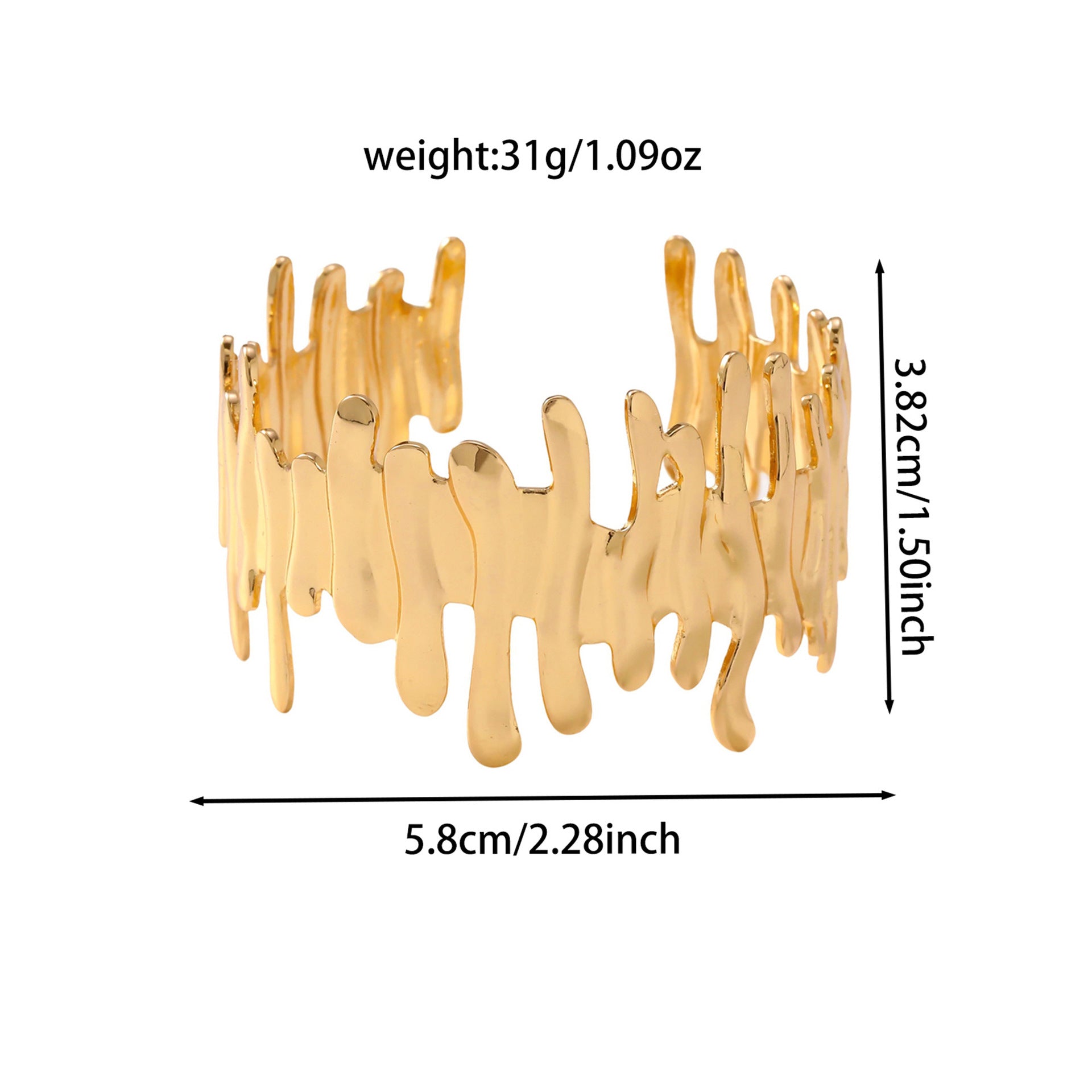 Geometric Electroplated Bangle For Women In 304 Stainless Steel With 0.03µm Golden Plated Finish