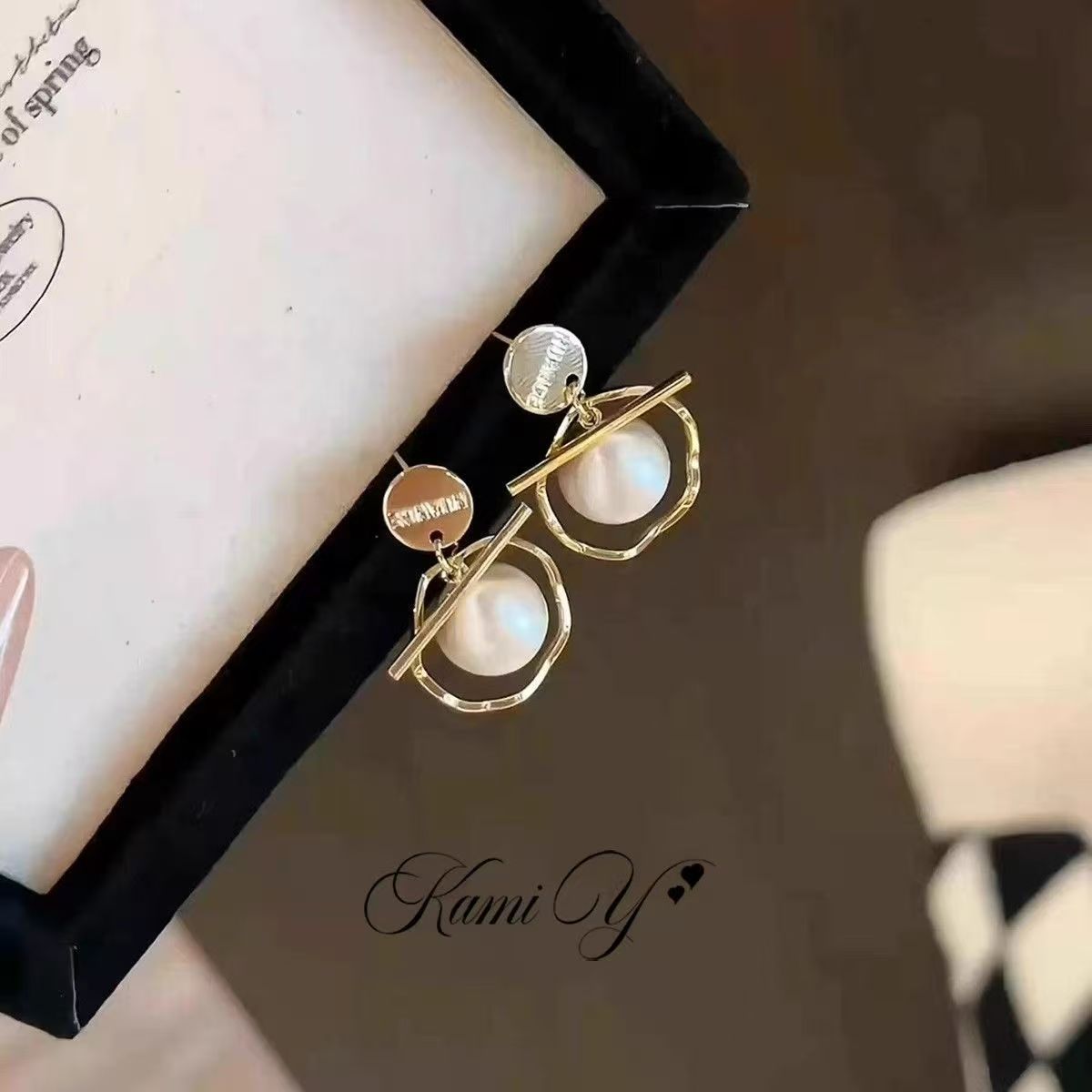 Exaggerated Round Drop Earrings For Women In Silver Alloy With Artificial Pearl Inlay
