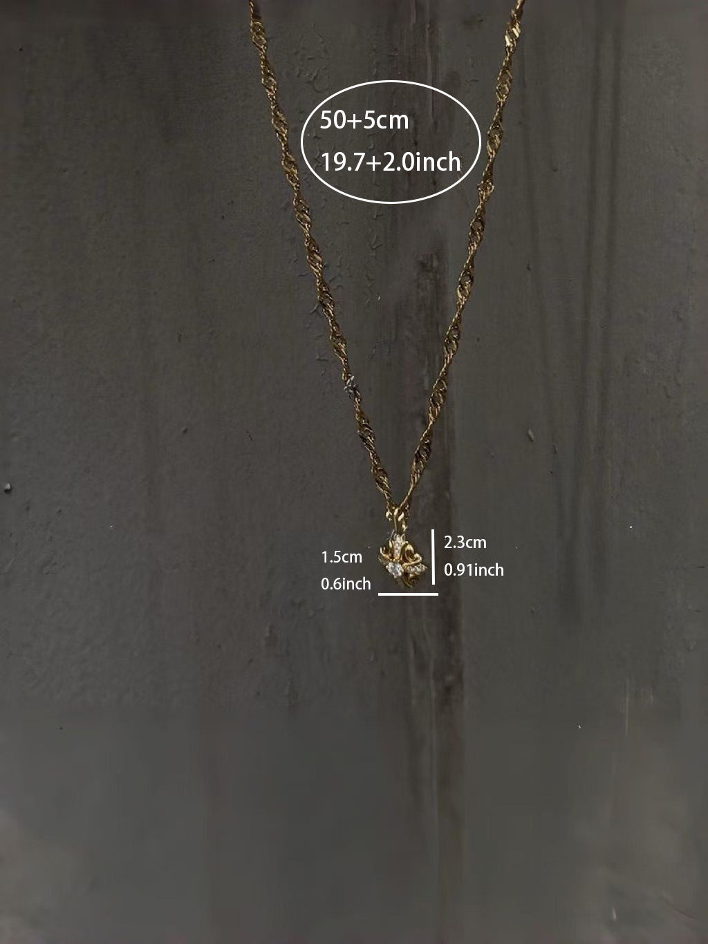 Geometric Pendant Necklace For Men In Real Gold Plated 304 Stainless Steel With Copper Pendant And Zircon Inlay