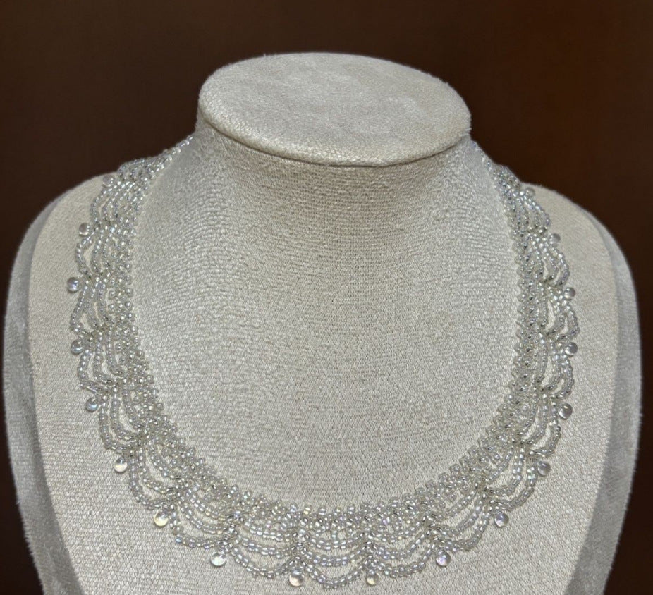 Handmade Vintage Style Green Pearl Layered Necklace For Women With Beaded Chain