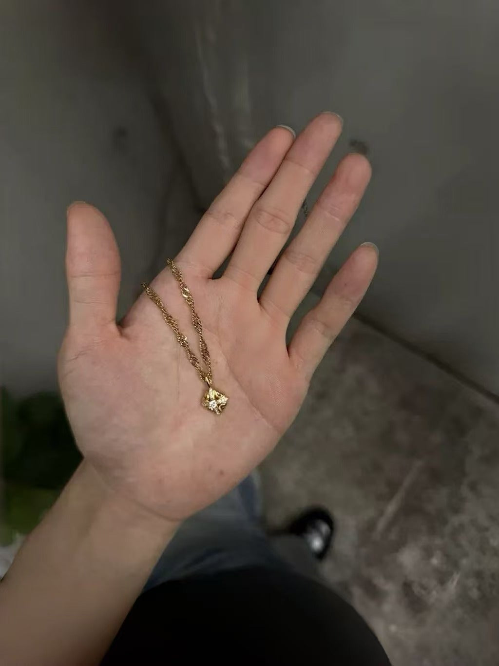 Geometric Pendant Necklace For Men In Real Gold Plated 304 Stainless Steel With Copper Pendant And Zircon Inlay
