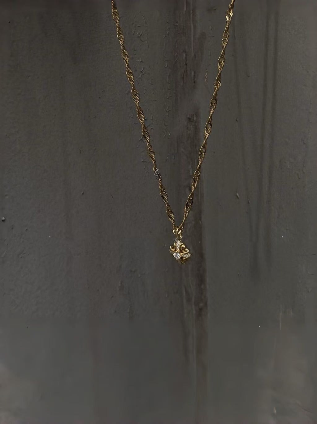 Geometric Pendant Necklace For Men In Real Gold Plated 304 Stainless Steel With Copper Pendant And Zircon Inlay