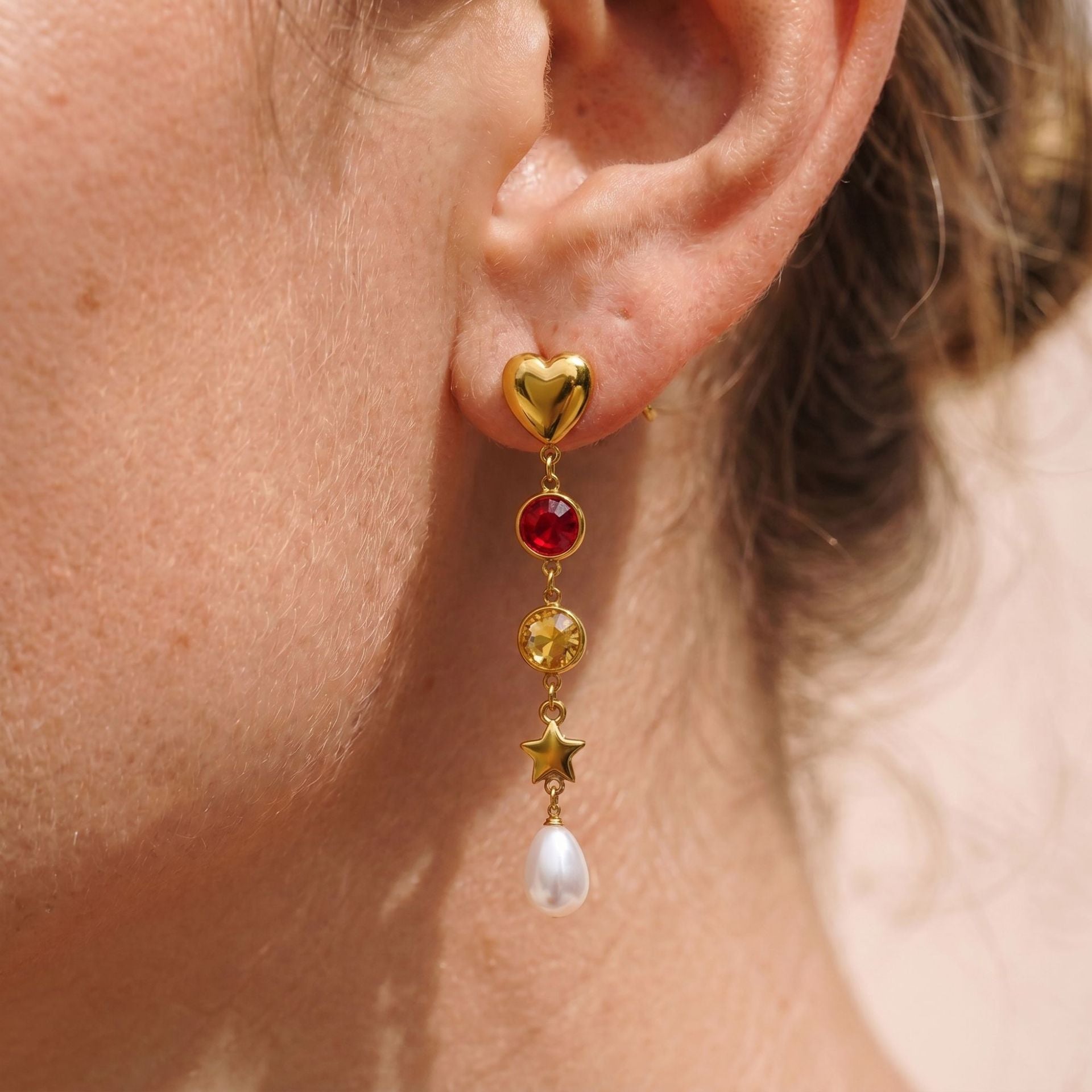 Exaggerated Sun Earrings For Unisex Featuring Tassel Craft In Titanium Steel With Zircon Inlay