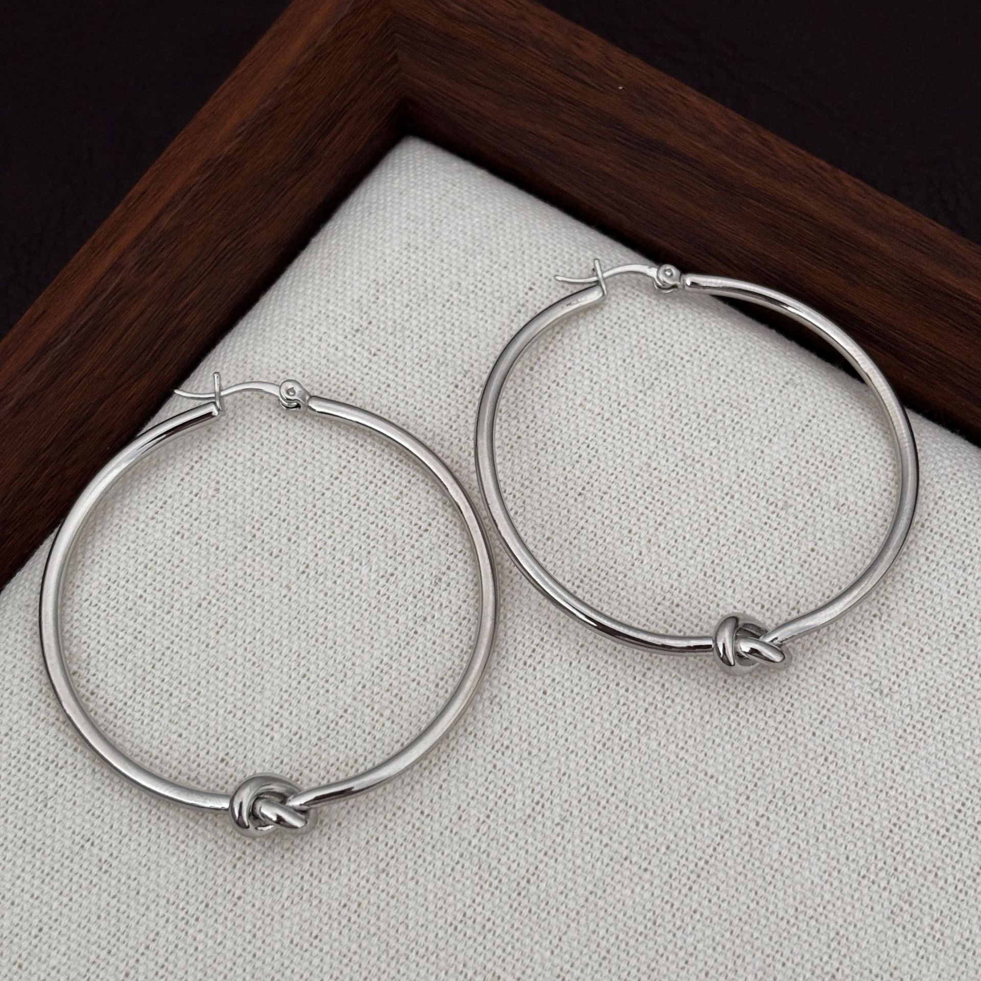 Knot Hoop Earrings For Women In 18K Real Gold Plated Brass With Copper Ear Pins