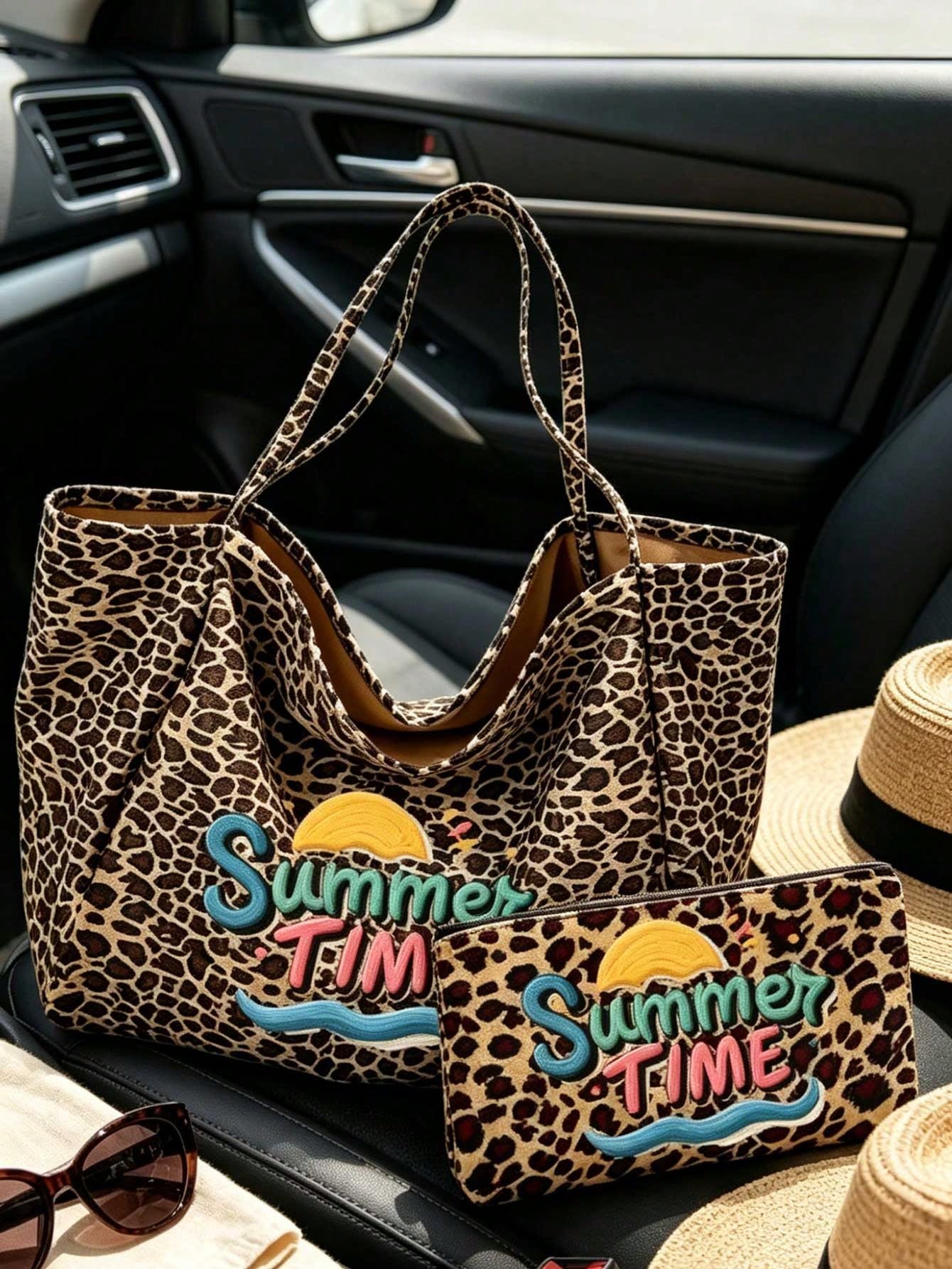 Letter Pattern Polyester Cosmetic Bag For Adults With Double Shoulder Straps, Portable And Suitable For All Seasons
