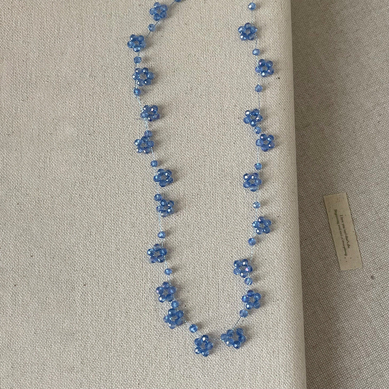 Beaded Flowers Necklace For Women With Shell Pendant And Metal Micro Super Whisper Thin Chain In Colour