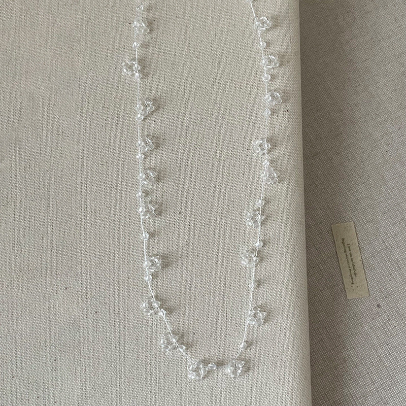 Beaded Flowers Necklace For Women With Shell Pendant And Metal Micro Super Whisper Thin Chain In Colour