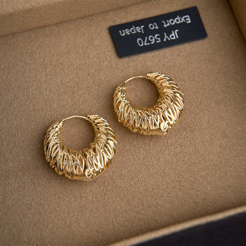 Geometric Copper Earrings For Women Featuring Exaggerated Style In Gold