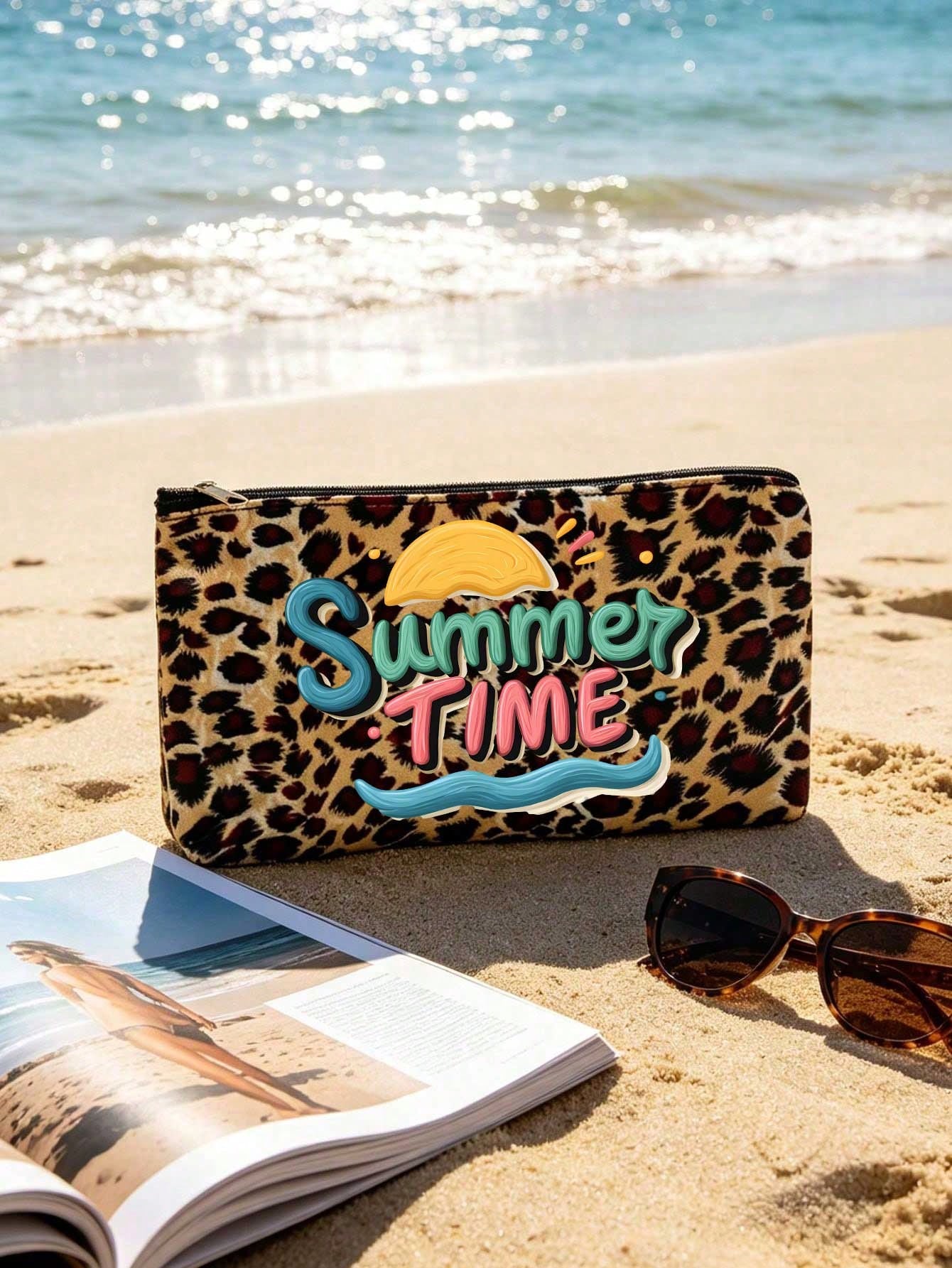 Letter Pattern Polyester Cosmetic Bag For Adults With Double Shoulder Straps, Portable And Suitable For All Seasons