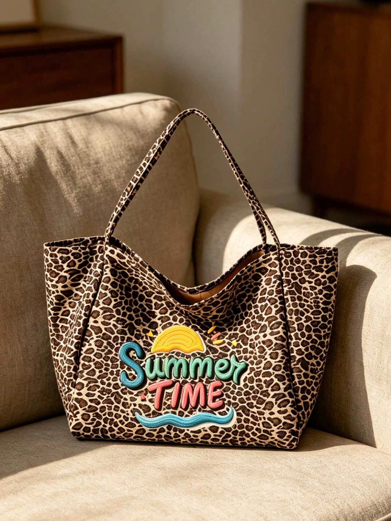 Letter Pattern Polyester Cosmetic Bag For Adults With Double Shoulder Straps, Portable And Suitable For All Seasons