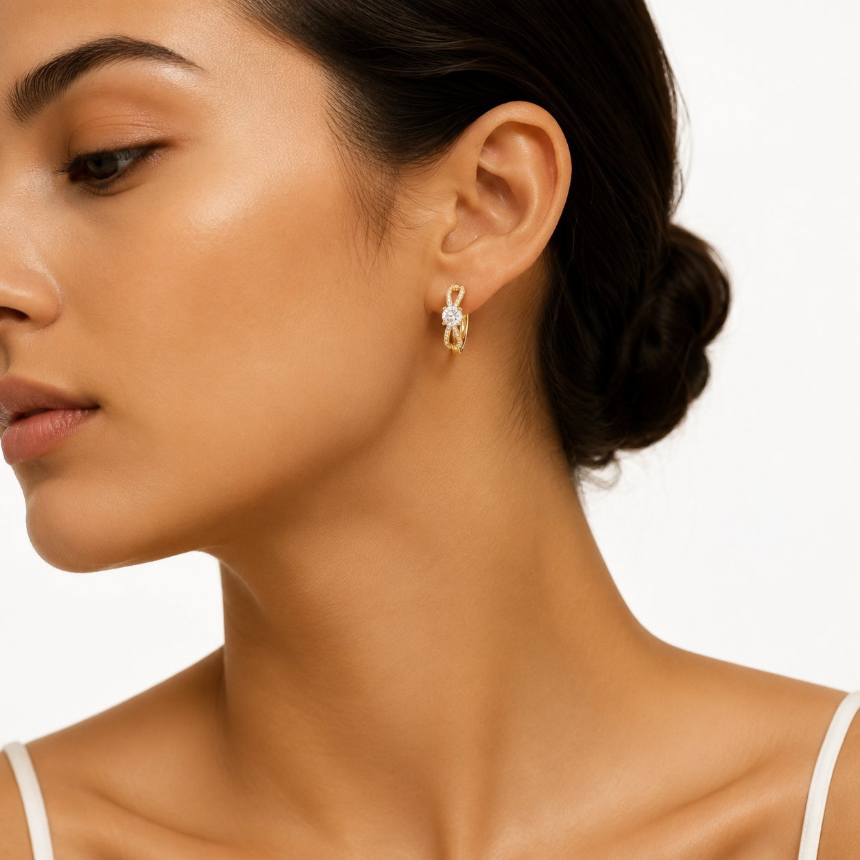 Elegant Bow Tie Earrings For Women, Electroplated Zinc Alloy With Zircon Inlay