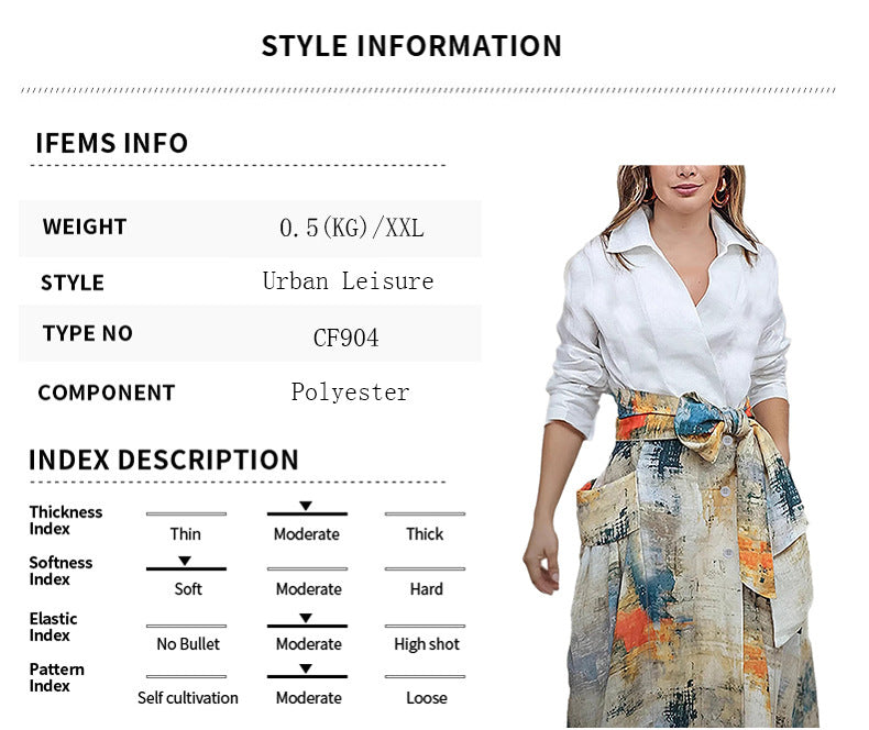 Elegant Graffiti Shirt Dress With Long Sleeve And Shirt Collar, Casual Style In Polyester Fabric