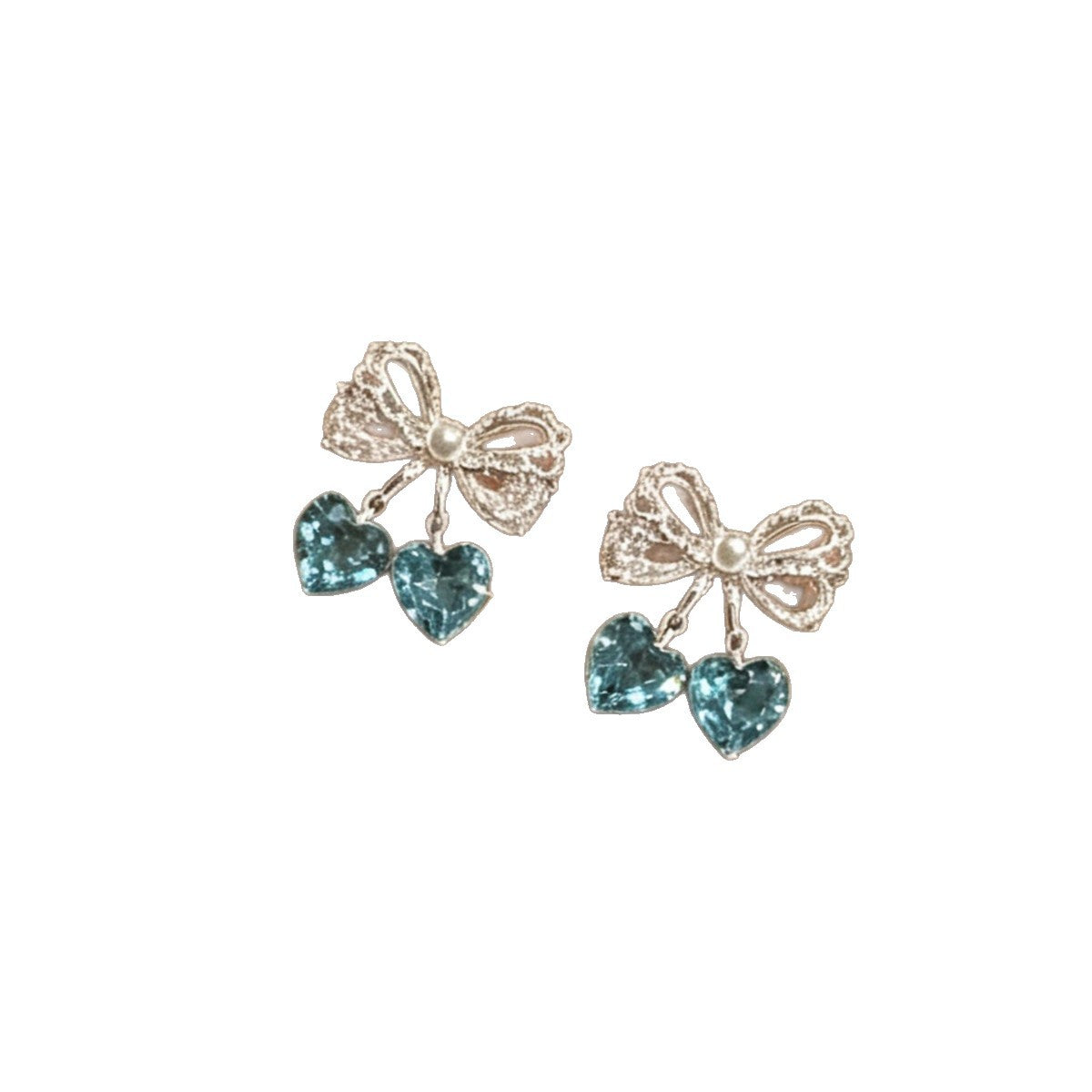 Bow Tie Earrings For Women In Blue Featuring Zinc Alloy Ear Studs With Sweet Style