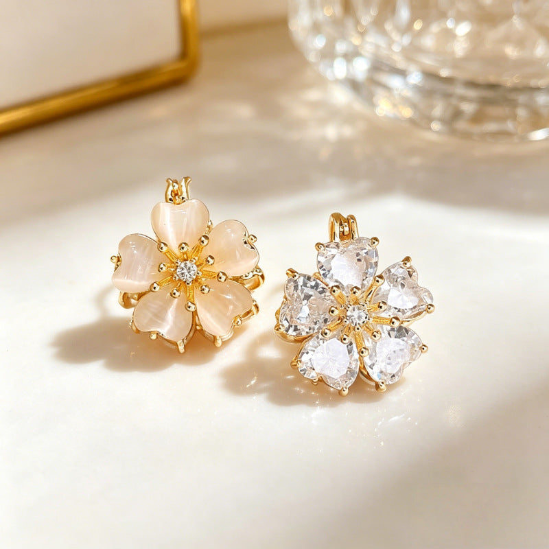 Green Flowers Earrings For Women Made Of Zinc Alloy Featuring Electroplated Finish And 925 Sterling Silver Ear Pins