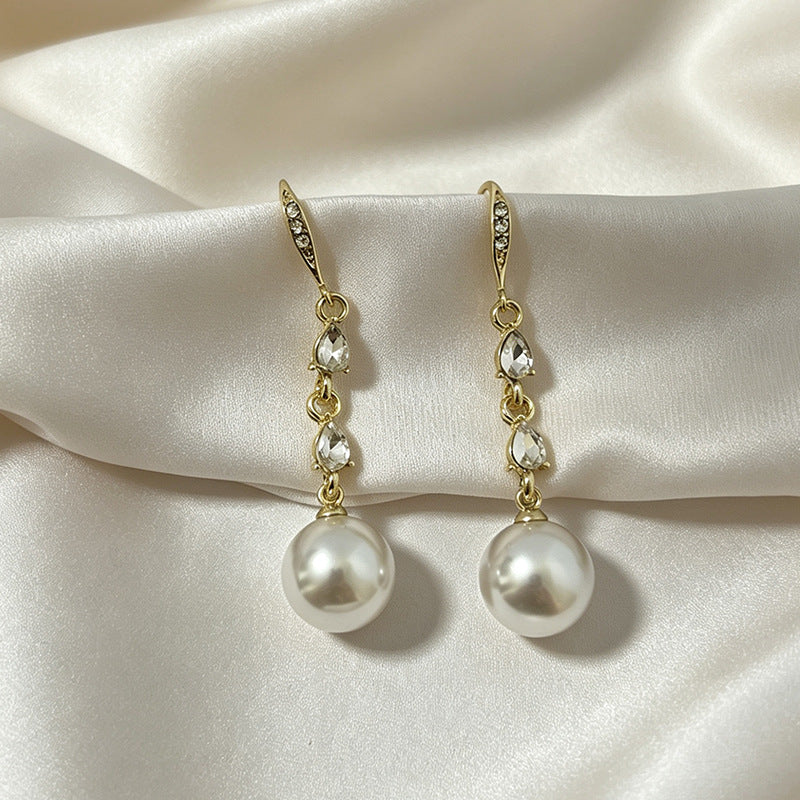 Crown Earrings For Women In White Alloy With Copper Ear Pins Featuring Elegant Style