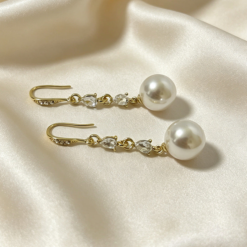Crown Earrings For Women In White Alloy With Copper Ear Pins Featuring Elegant Style