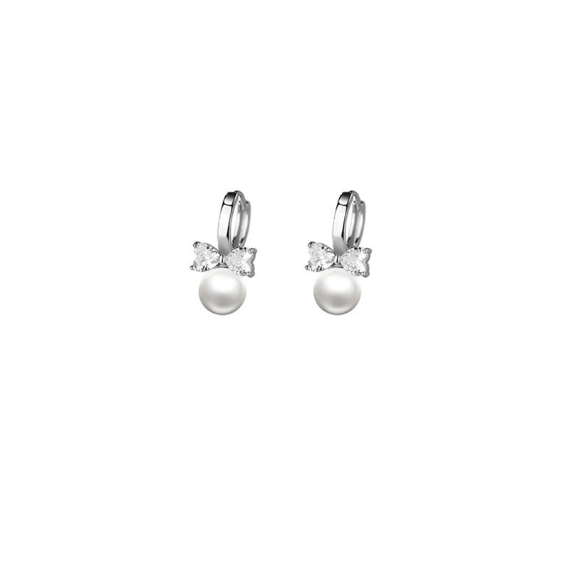 Luxurious Bow Tie Earrings For Women With Electroplated Copper And Zircon Inlay Featuring Bezel Setting