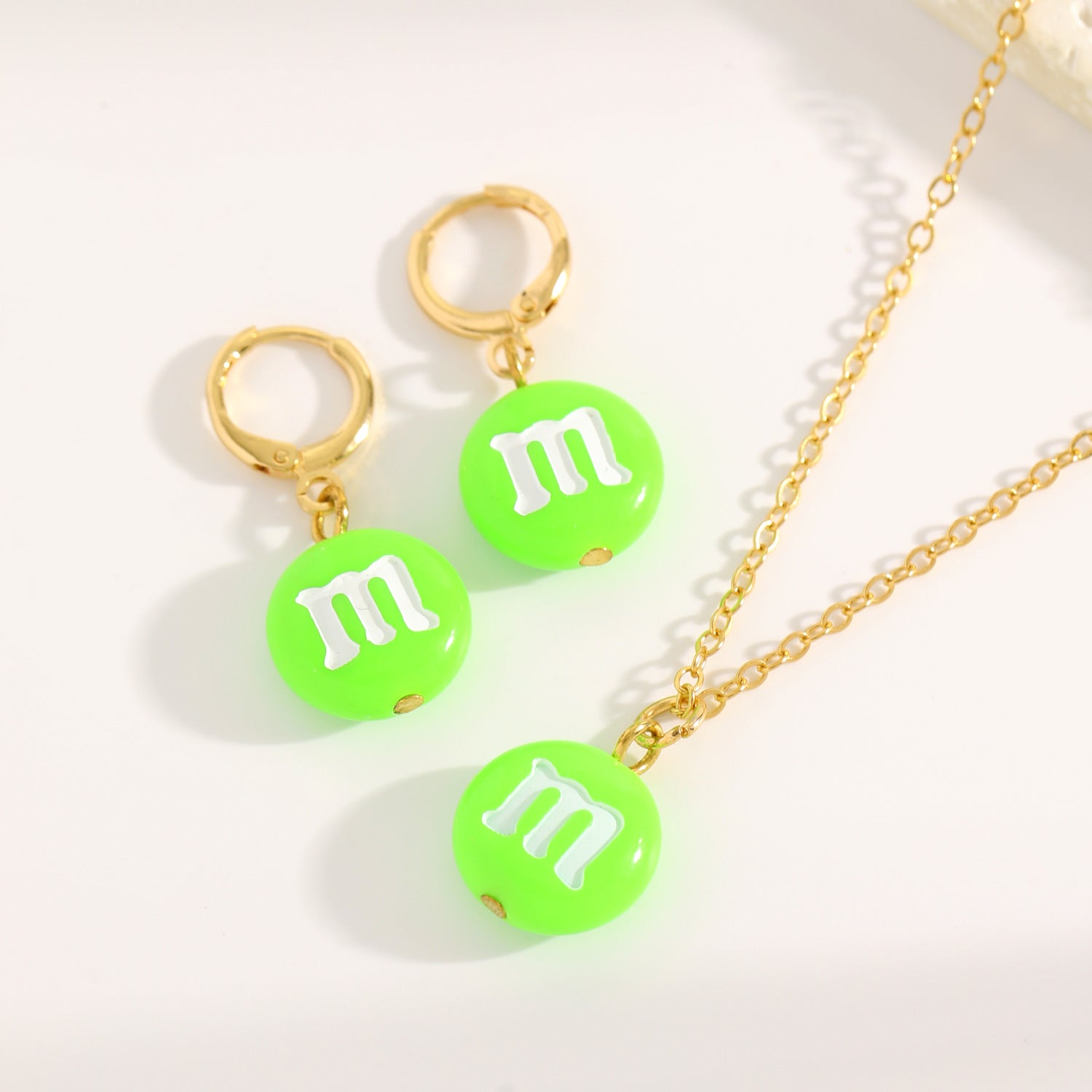 2 Pieces Set Cute Cross Jewelry Set For Women Featuring Acrylic Material And Electroplated Finish