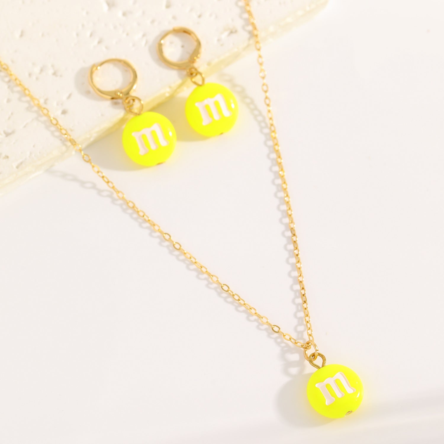 2 Pieces Set Cute Cross Jewelry Set For Women Featuring Acrylic Material And Electroplated Finish