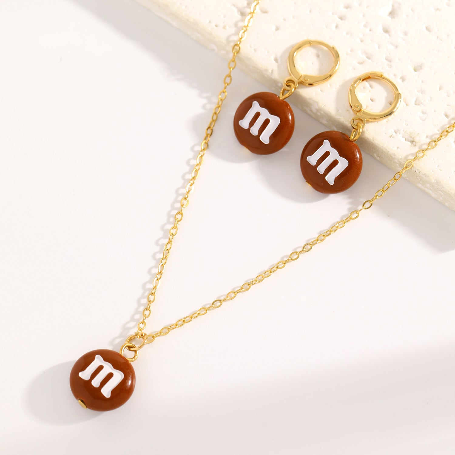 2 Pieces Set Cute Cross Jewelry Set For Women Featuring Acrylic Material And Electroplated Finish