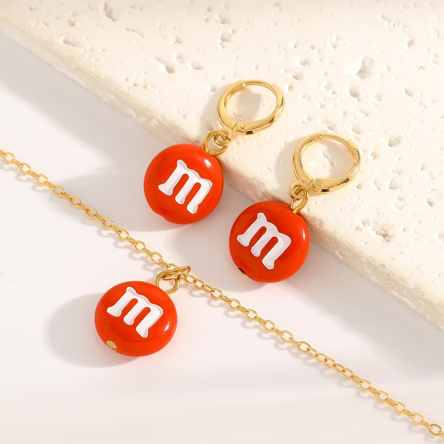 2 Pieces Set Cute Cross Jewelry Set For Women Featuring Acrylic Material And Electroplated Finish