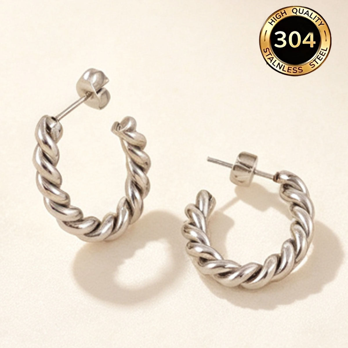 Hypoallergenic U Shape Earrings For Women In Simple Style, Made With Durable 304 Stainless Steel