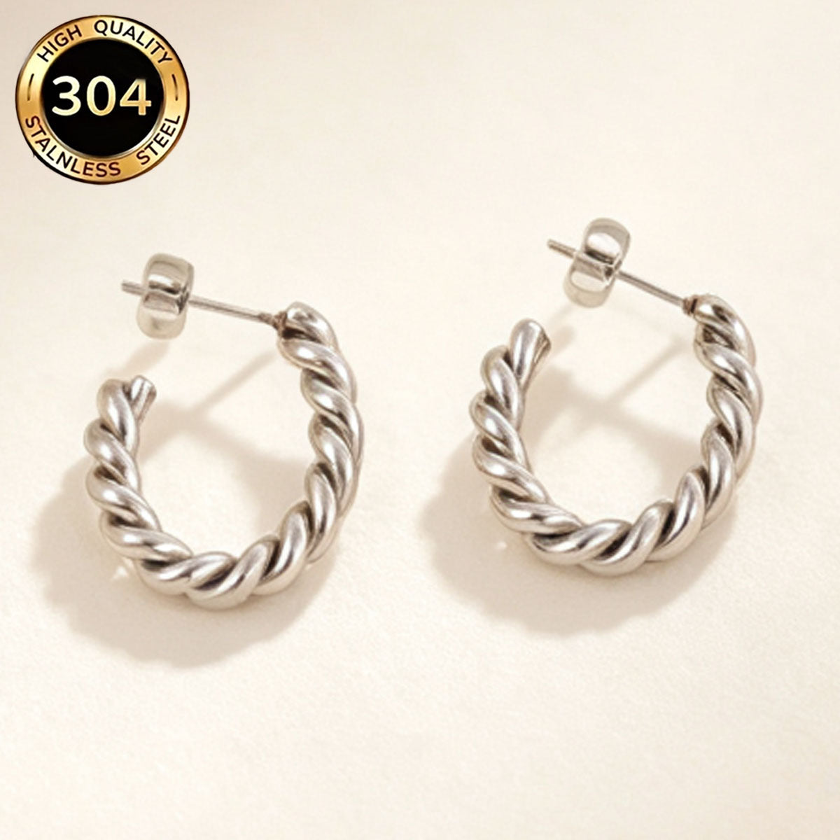 Hypoallergenic U Shape Earrings For Women In Simple Style, Made With Durable 304 Stainless Steel
