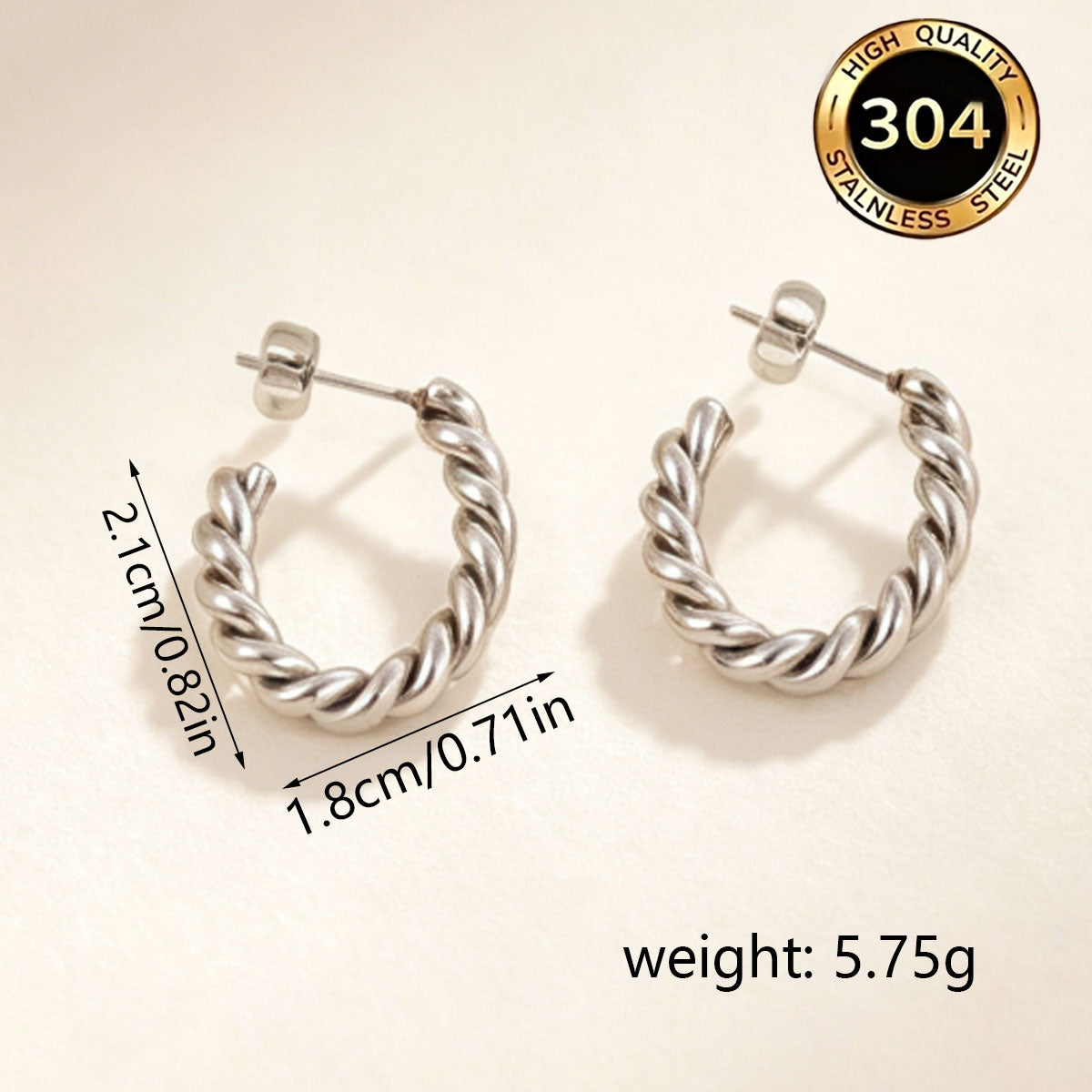 Hypoallergenic U Shape Earrings For Women In Simple Style, Made With Durable 304 Stainless Steel