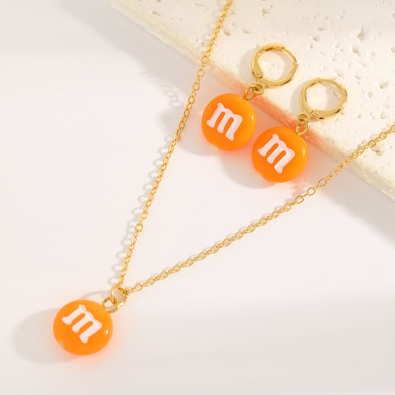 2 Pieces Set Cute Cross Jewelry Set For Women Featuring Acrylic Material And Electroplated Finish