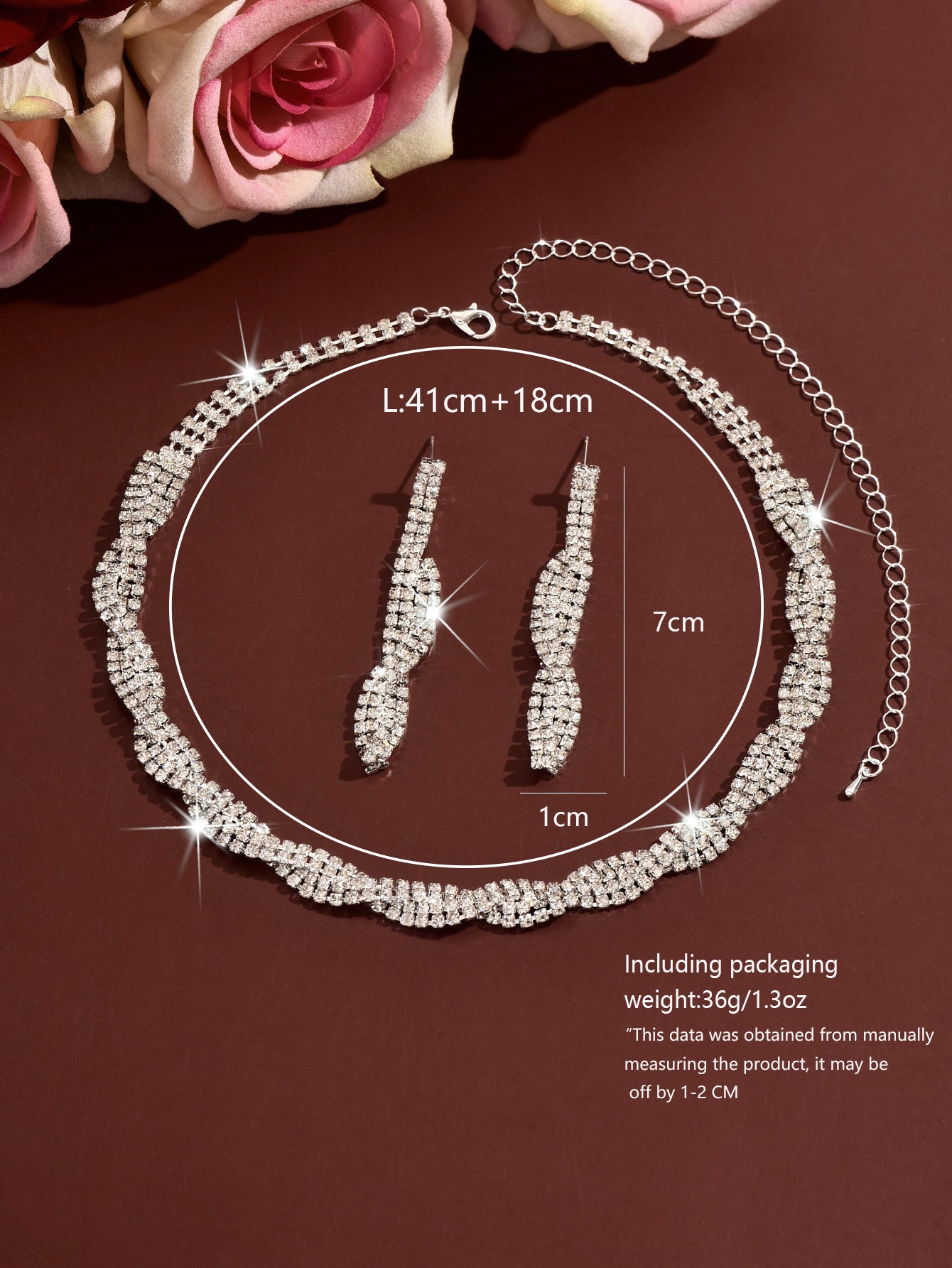 Luxurious Copper Cross Jewelry Set For Women With Rhinestones And Twisted Rope Chain