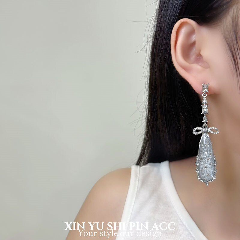 Bow Tie Earrings For Women In Alloy With Rhinestones, Featuring Electroplated Finish And Zinc Alloy Ear Pins