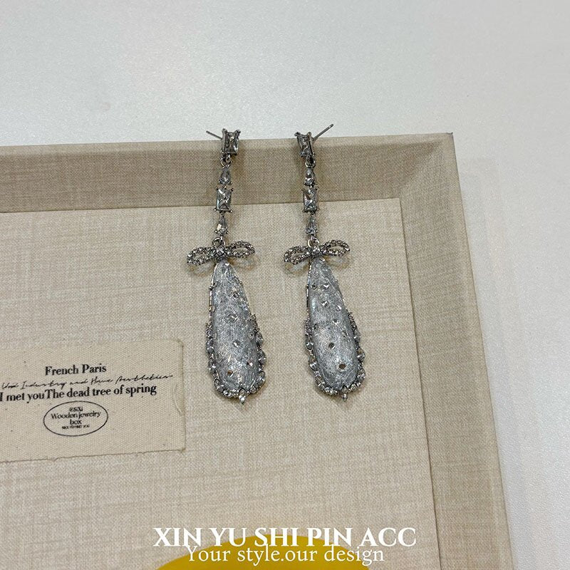 Bow Tie Earrings For Women In Alloy With Rhinestones, Featuring Electroplated Finish And Zinc Alloy Ear Pins