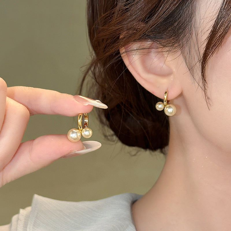 Heart Shape Copper Stud Earrings With Real Gold Plating, Artificial Pearl Inlay, 925 Sterling Silver Posts For Women