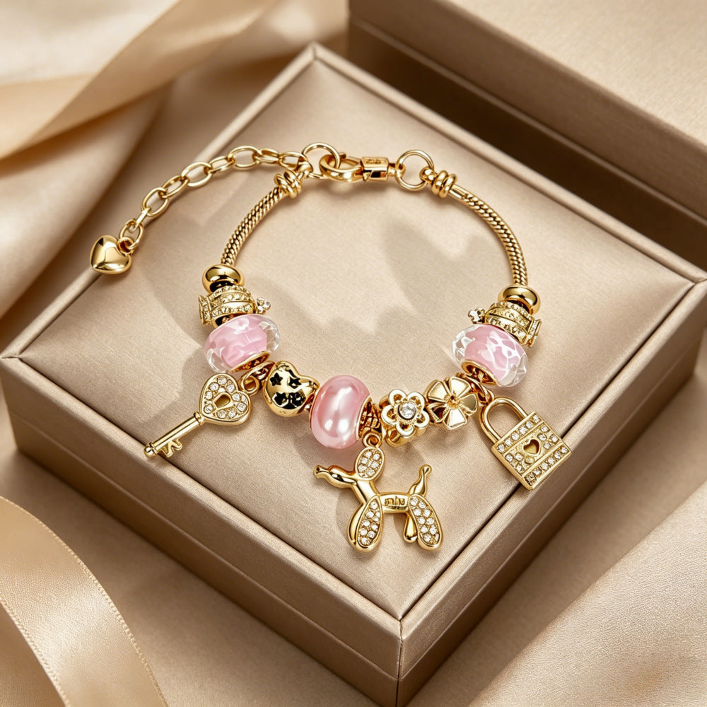 New Style Balloons Beading Bracelets For Women With Stainless Steel And Rhinestone Inlay