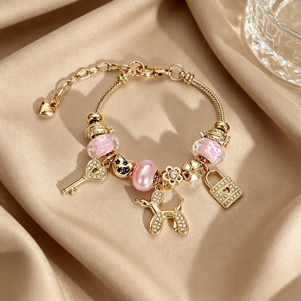 New Style Balloons Beading Bracelets For Women With Stainless Steel And Rhinestone Inlay