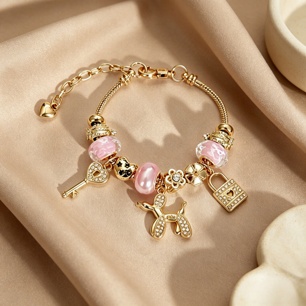 New Style Balloons Beading Bracelets For Women With Stainless Steel And Rhinestone Inlay