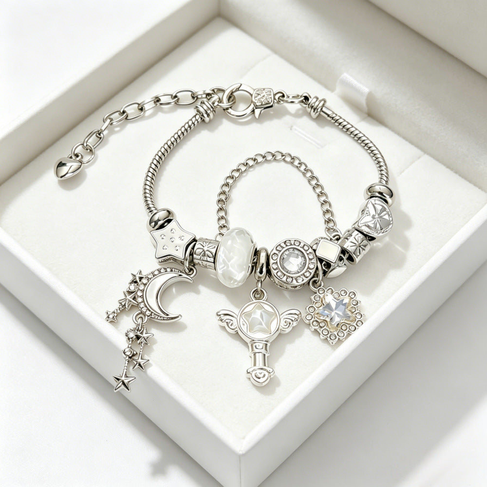 Magic Wand Tassel Bracelets For Women In New Style With Stainless Steel Snake Chain
