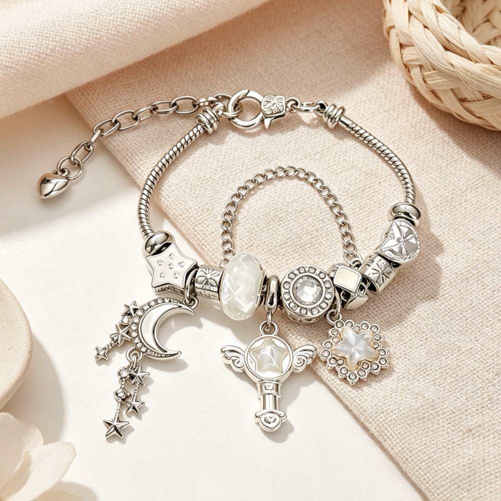 Magic Wand Tassel Bracelets For Women In New Style With Stainless Steel Snake Chain