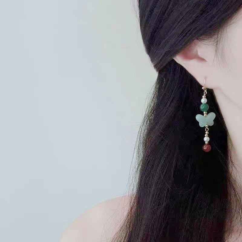 Butterfly Earrings For Women In Retro Style Featuring Electroplated Alloy Beading Craft