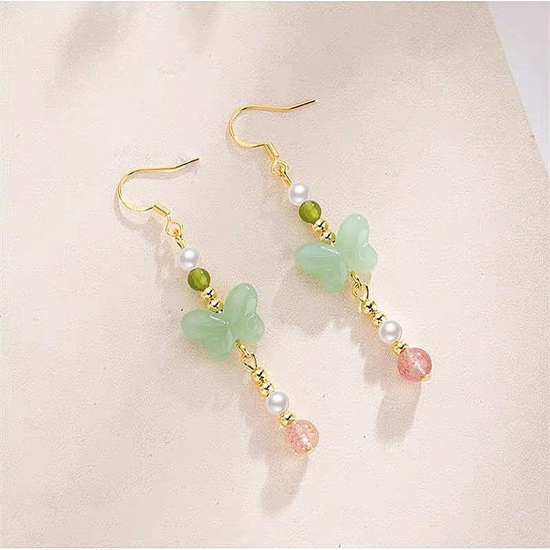 Butterfly Earrings For Women In Retro Style Featuring Electroplated Alloy Beading Craft