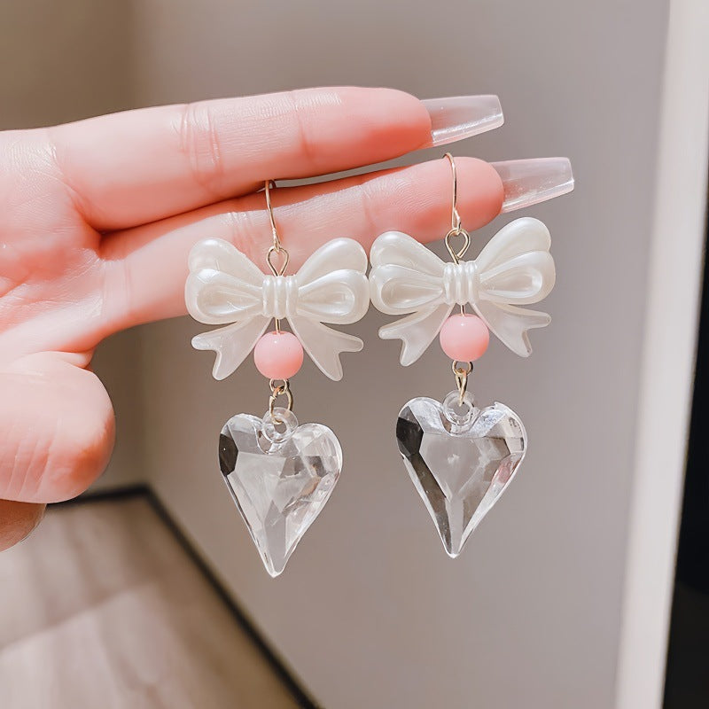 Heart Shape Acrylic White Ear Hook Earrings For Women With Copper Ear Pins
