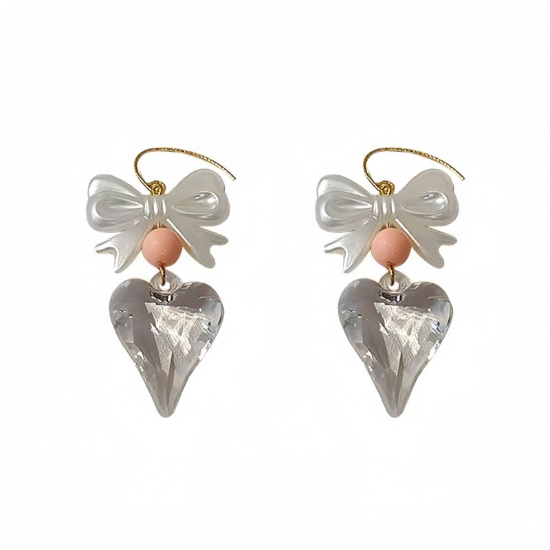 Heart Shape Acrylic White Ear Hook Earrings For Women With Copper Ear Pins