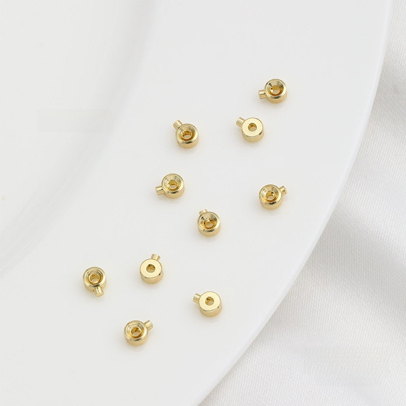 1 PCS 14k Gold Filled Cord End Cap For Jewelry Making, Electroplated Finish In Gold