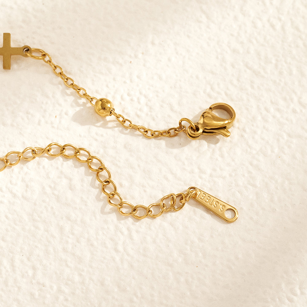 Geometric Electroplated Bracelets For Women In 304 Stainless Steel With 18K Gold Plated PVD Coated Cable Chain