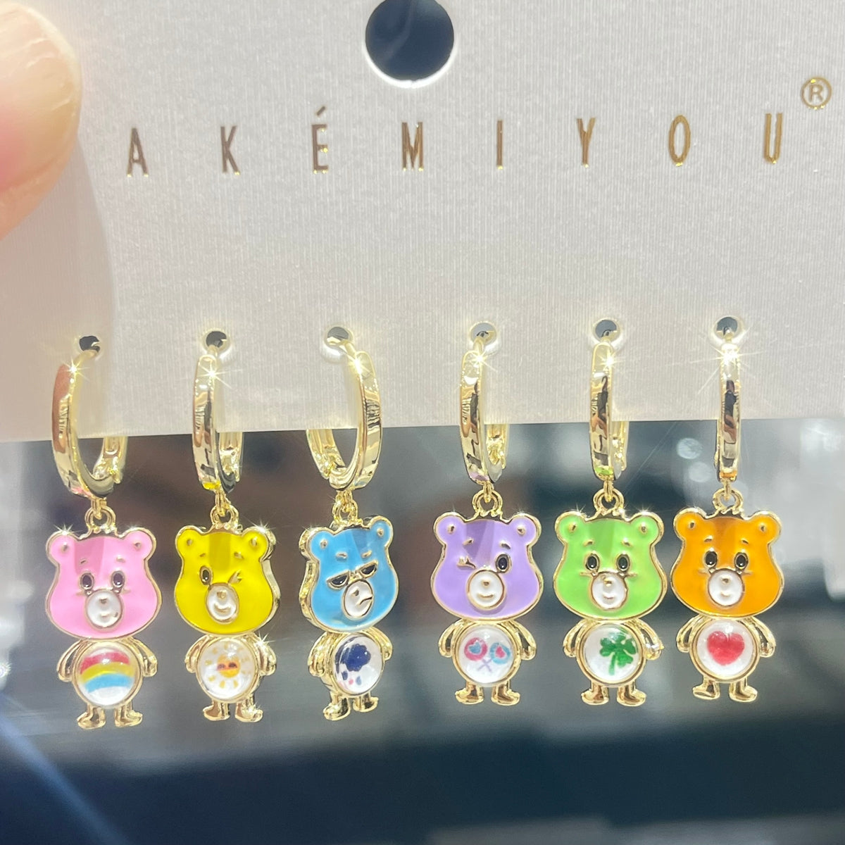 Cartoon Character Earrings For Women, Electroplated Copper With 14K Real Gold Plated And Zircon Inlay