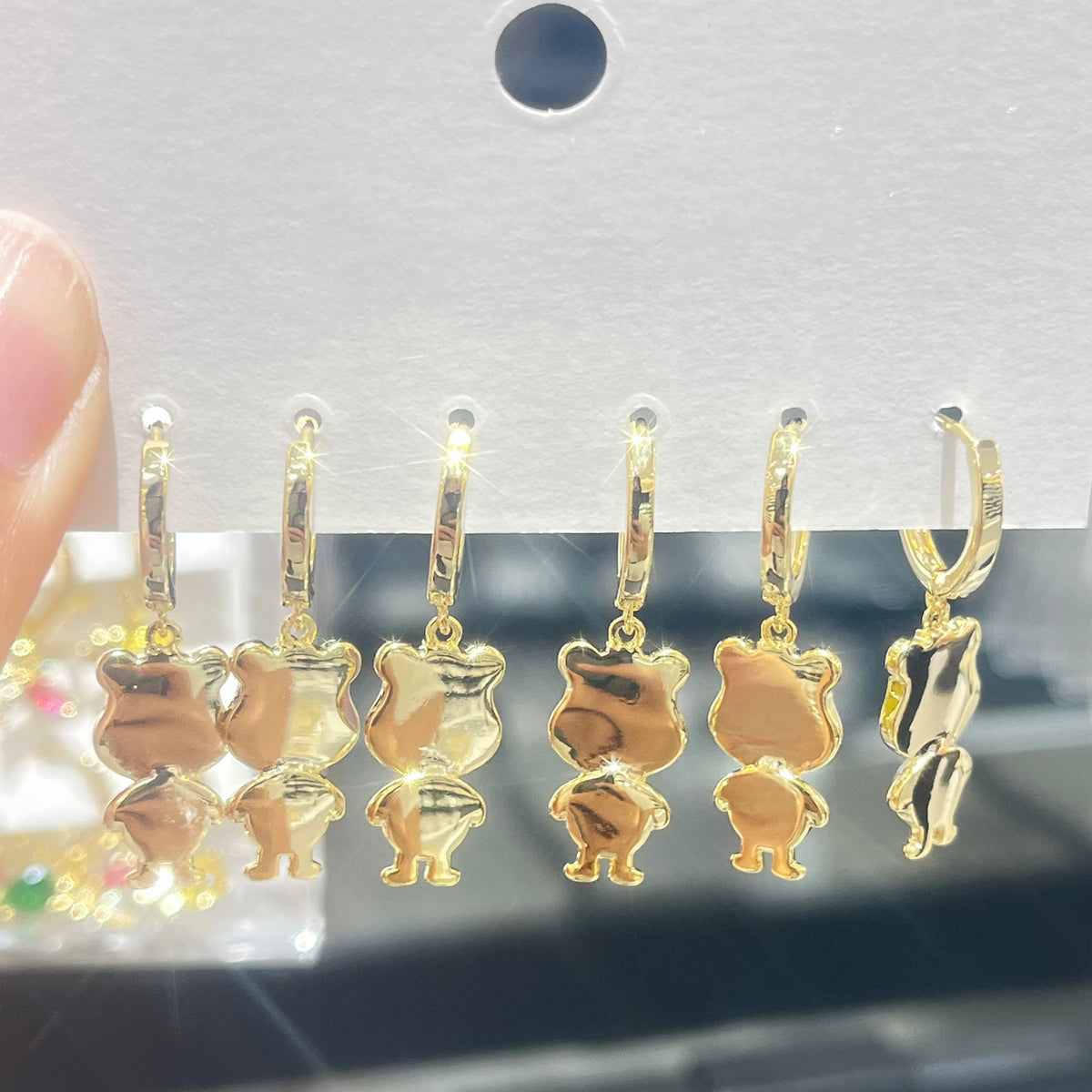 Cartoon Character Earrings For Women, Electroplated Copper With 14K Real Gold Plated And Zircon Inlay