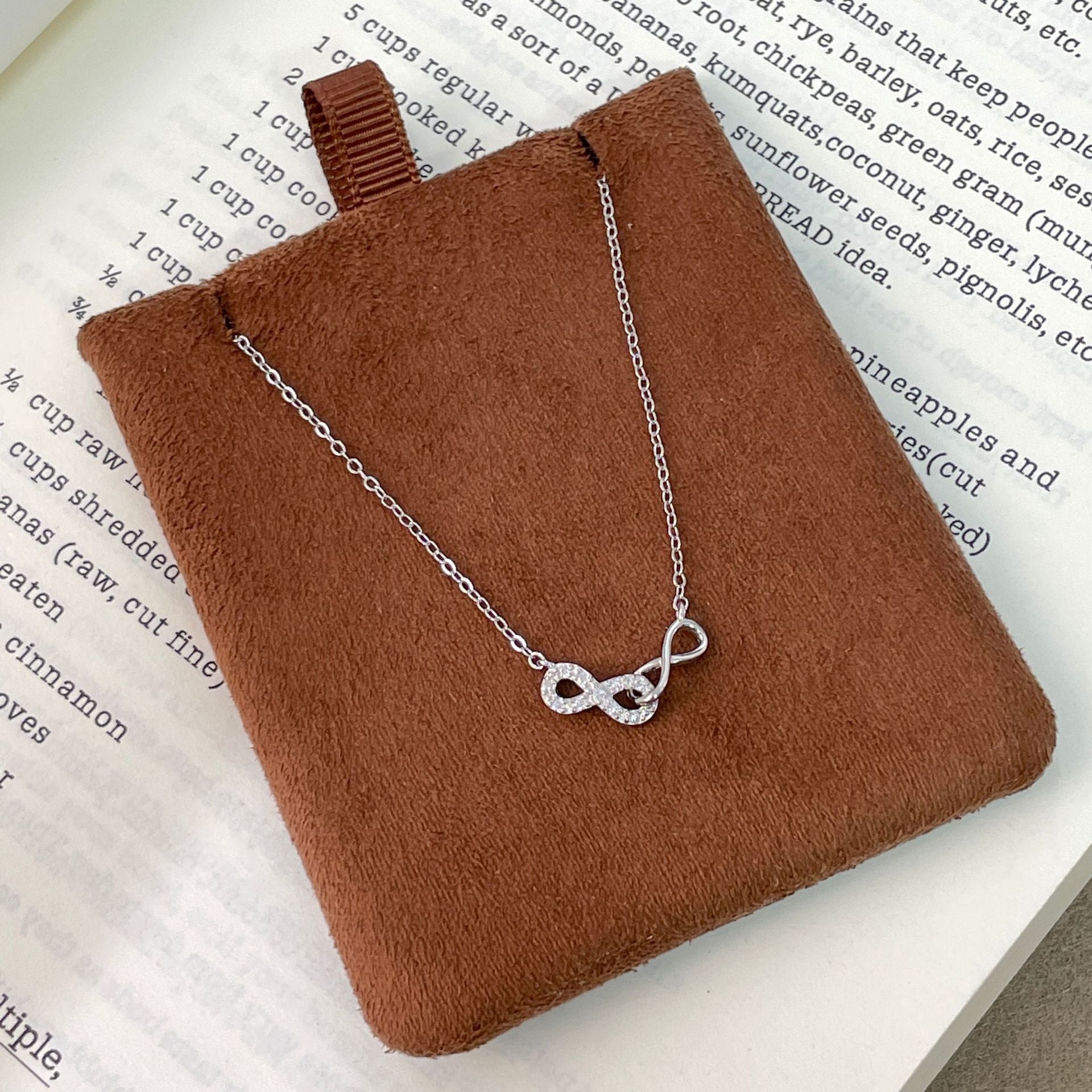 Infinity Necklace For Women In 925 Sterling Silver With Zircon Inlay And Silver Cable Chain