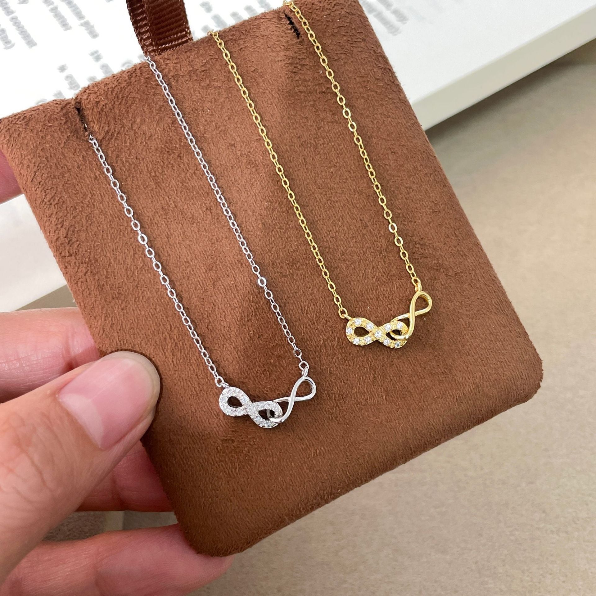 Infinity Necklace For Women In 925 Sterling Silver With Zircon Inlay And Silver Cable Chain