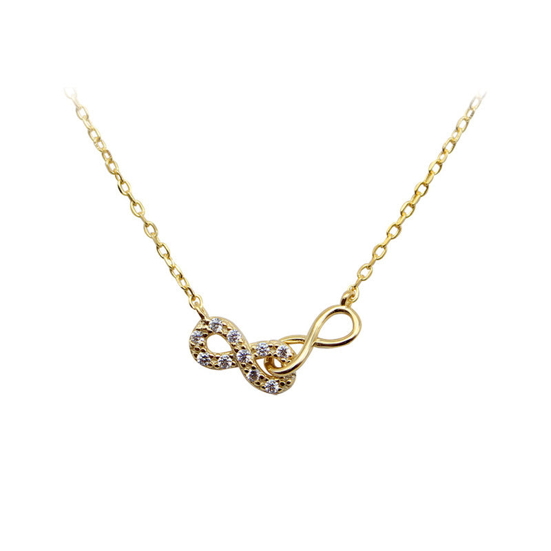 Infinity Necklace For Women In 925 Sterling Silver With Zircon Inlay And Silver Cable Chain
