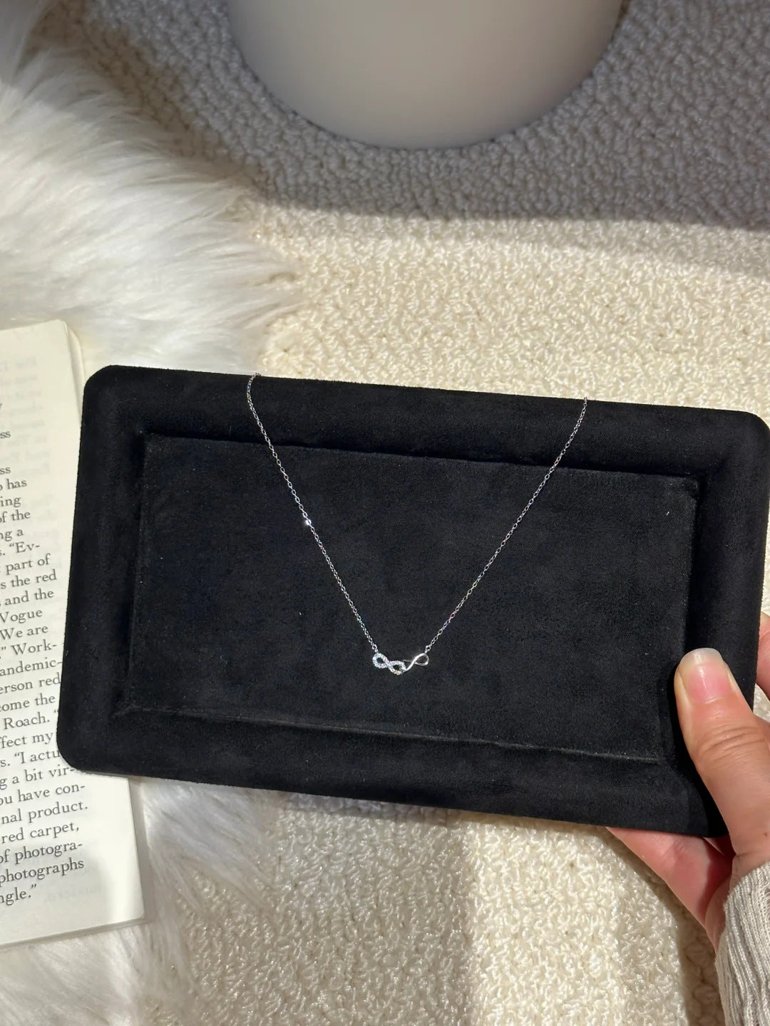 Infinity Necklace For Women In 925 Sterling Silver With Zircon Inlay And Silver Cable Chain